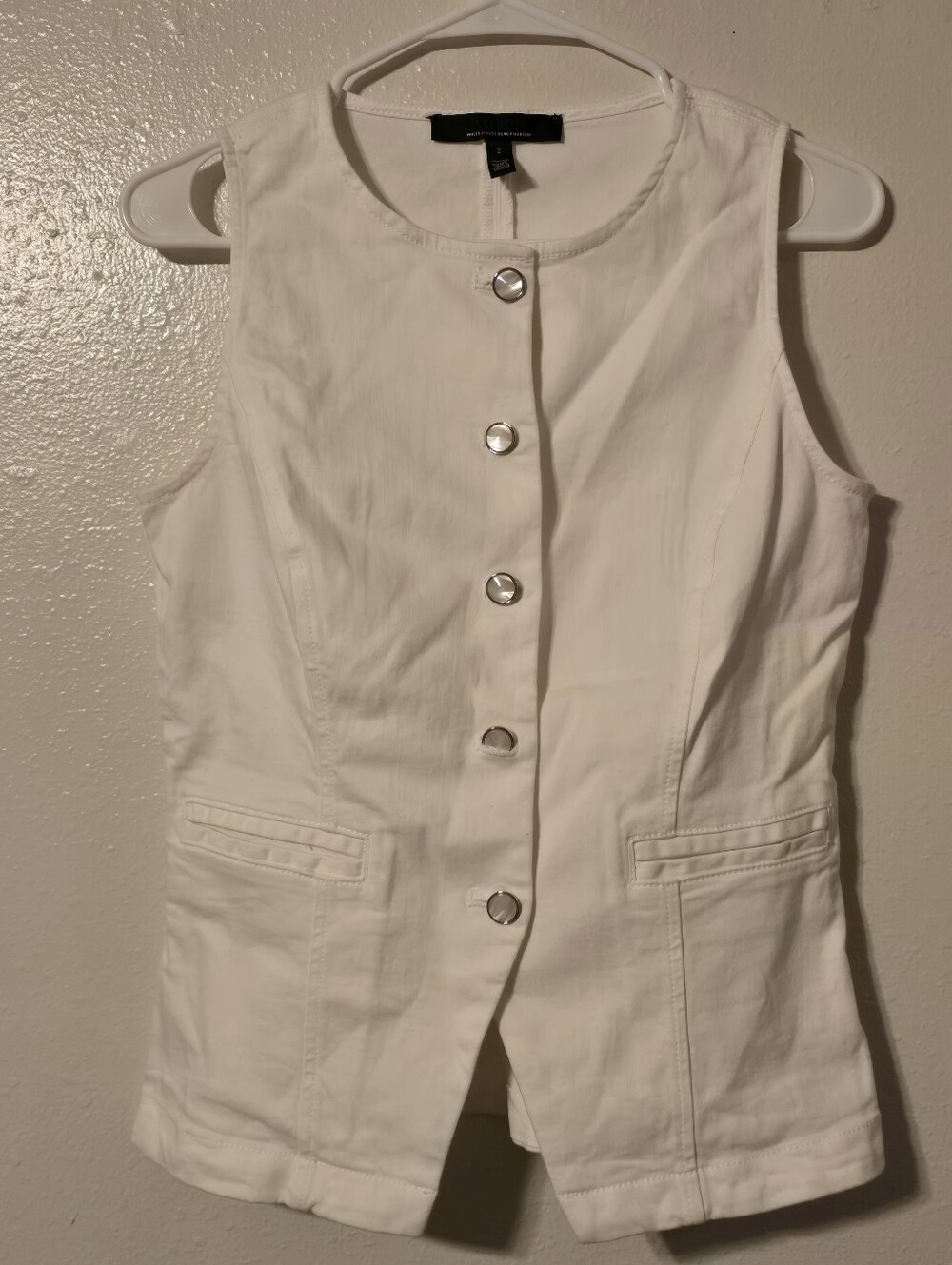 White House Black Market White Stretch Denim Vest Top - Size 2